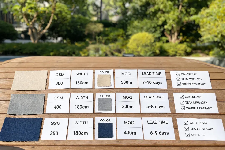 Complete outdoor fabric sourcing record